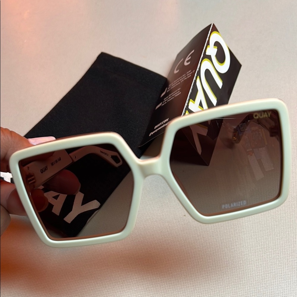 Quay Australia Cream Frame  and brown lenses Polarized Sunglasses NWOT - Picture 16 of 16